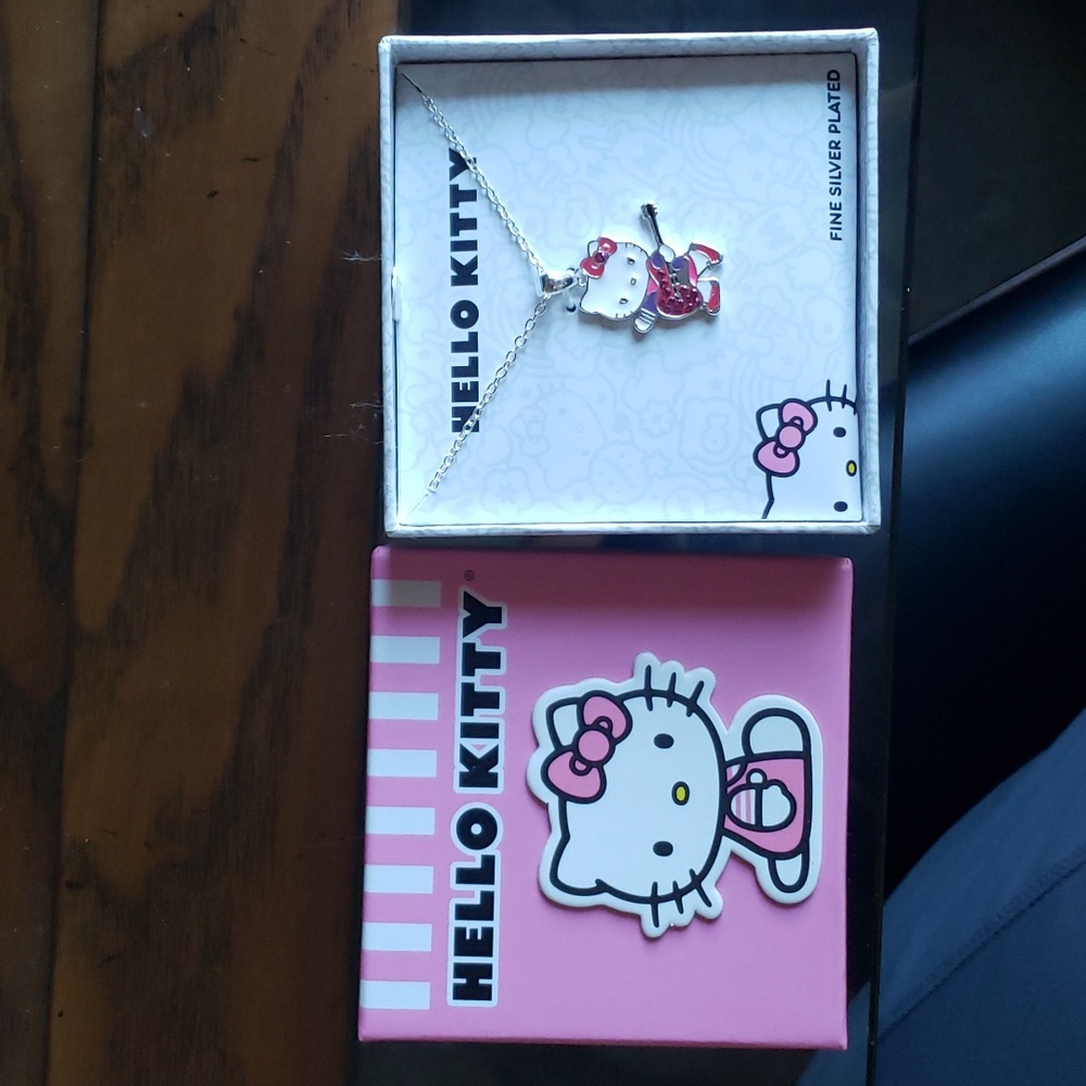 Hello Kitty Sanrio guitar silver plated necklace
